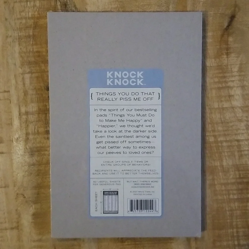 Knock Knock “Things You Do That Really Piss Me Off” Note Pad